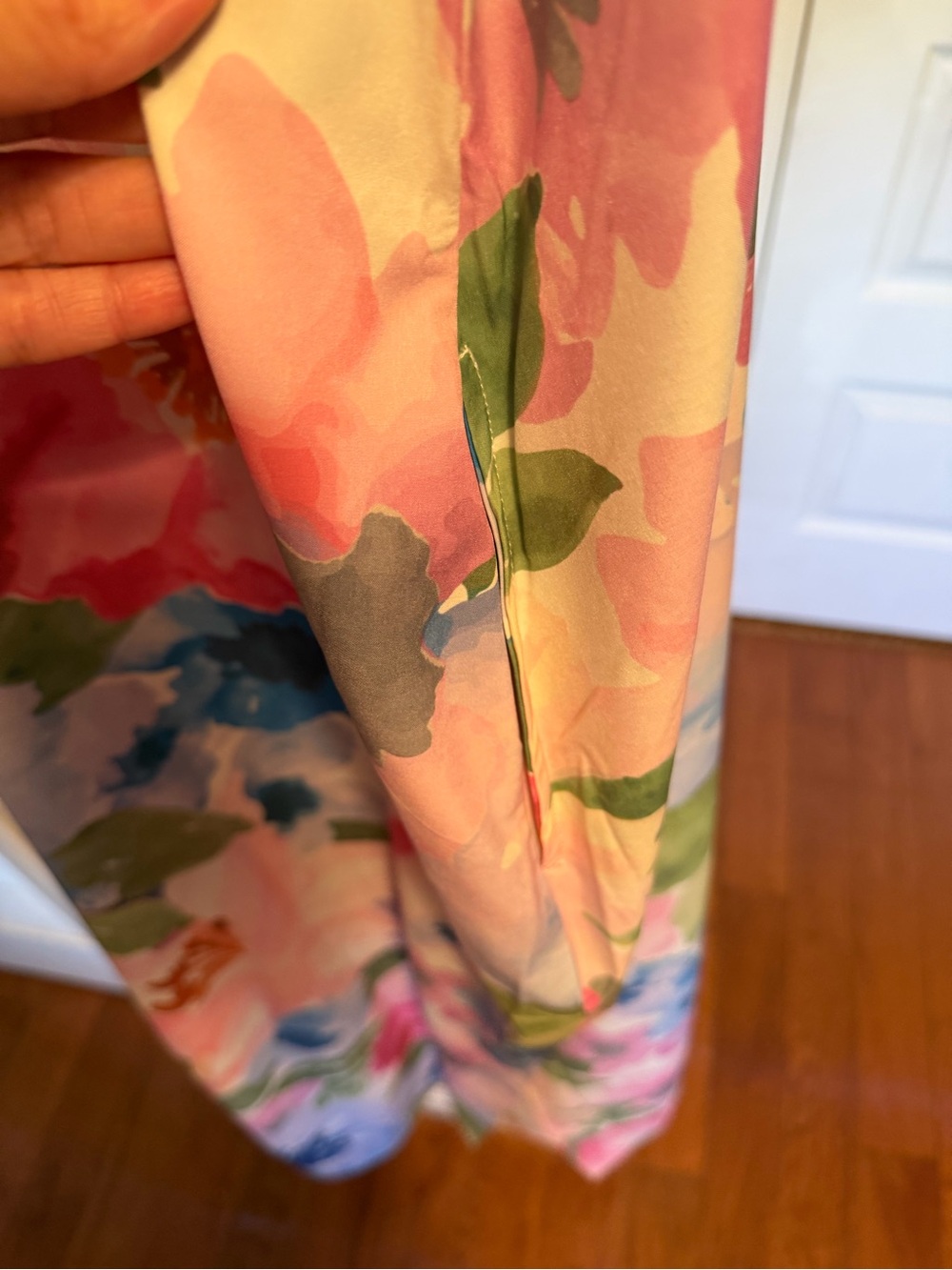 Floral Maxi Slip Dress w/ pockets and side slits - Pastel Multi - Picture 6 of 8